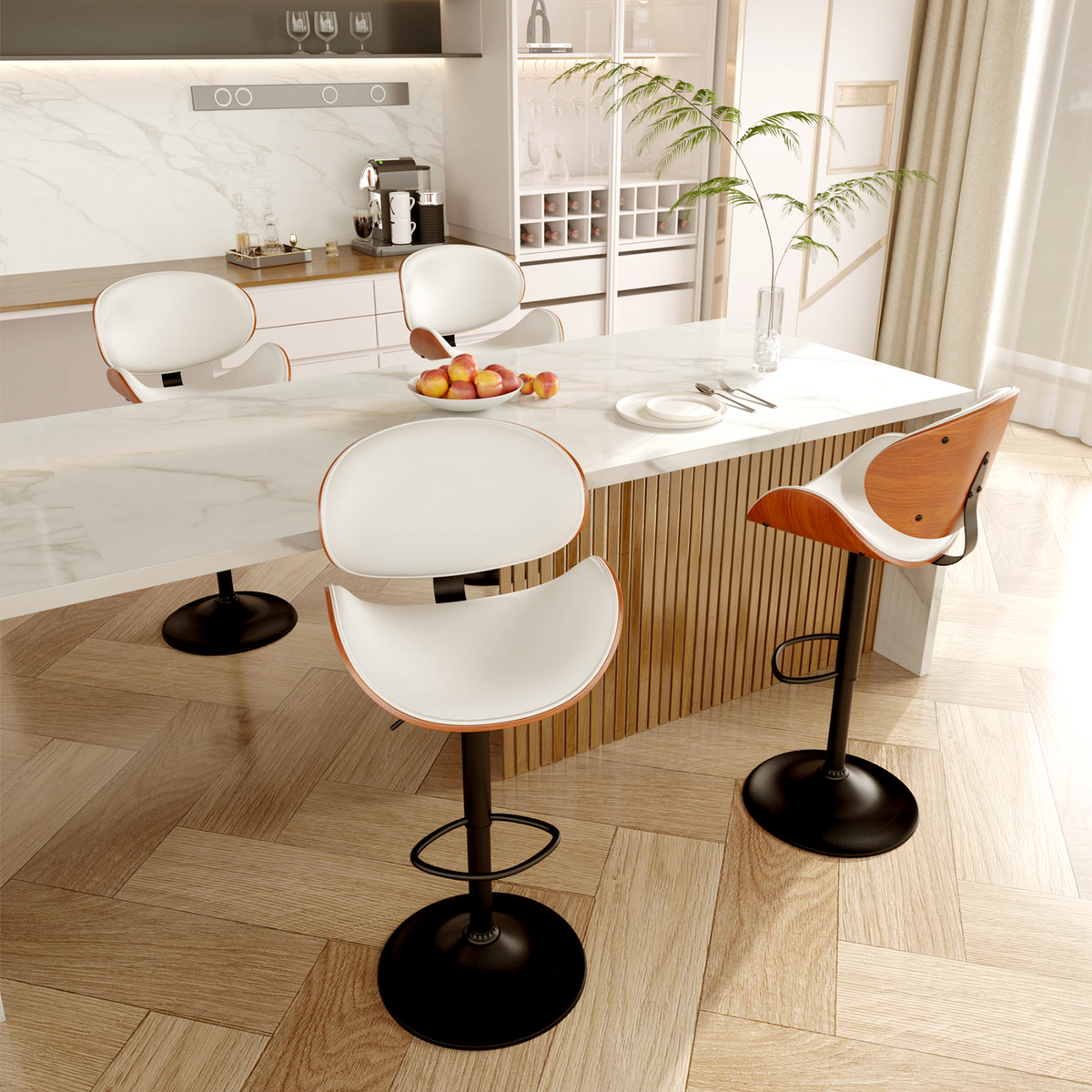 Modern Minimalist Adjustable Bar Stool: 360° Swivel & Waterproof Cushion FU01049-wz