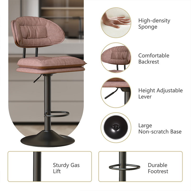 Modern Waterproof Bar Stool: Ergonomic Design & Dual-Layer Ultra-Soft Seat Cushion and Backrest FU01037-wz