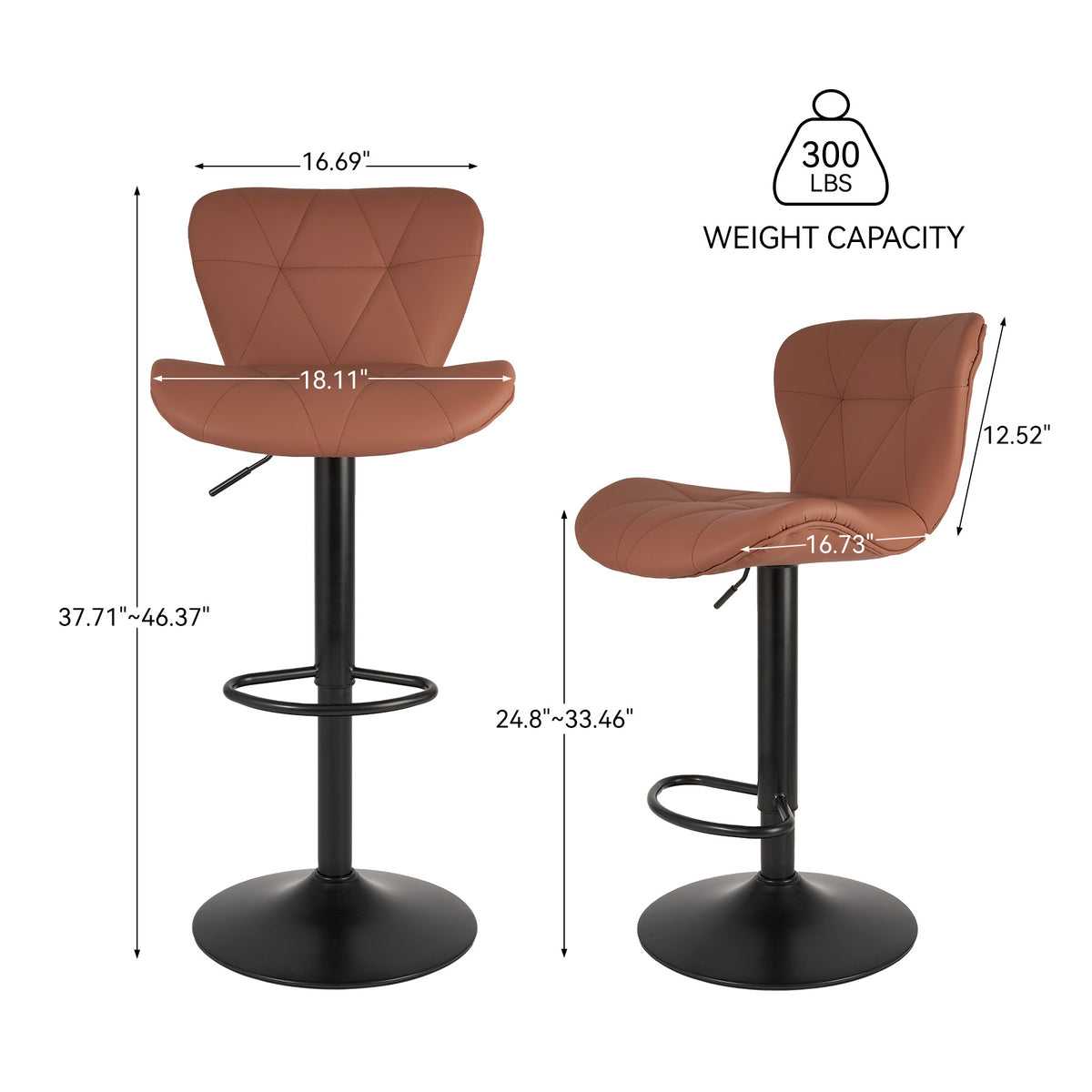 Modern Waterproof and Scratch-Resistant Bar Stool: Diamond-Shaped Leather Backrest & Exquisite Hand-Stitching FU01034-wz