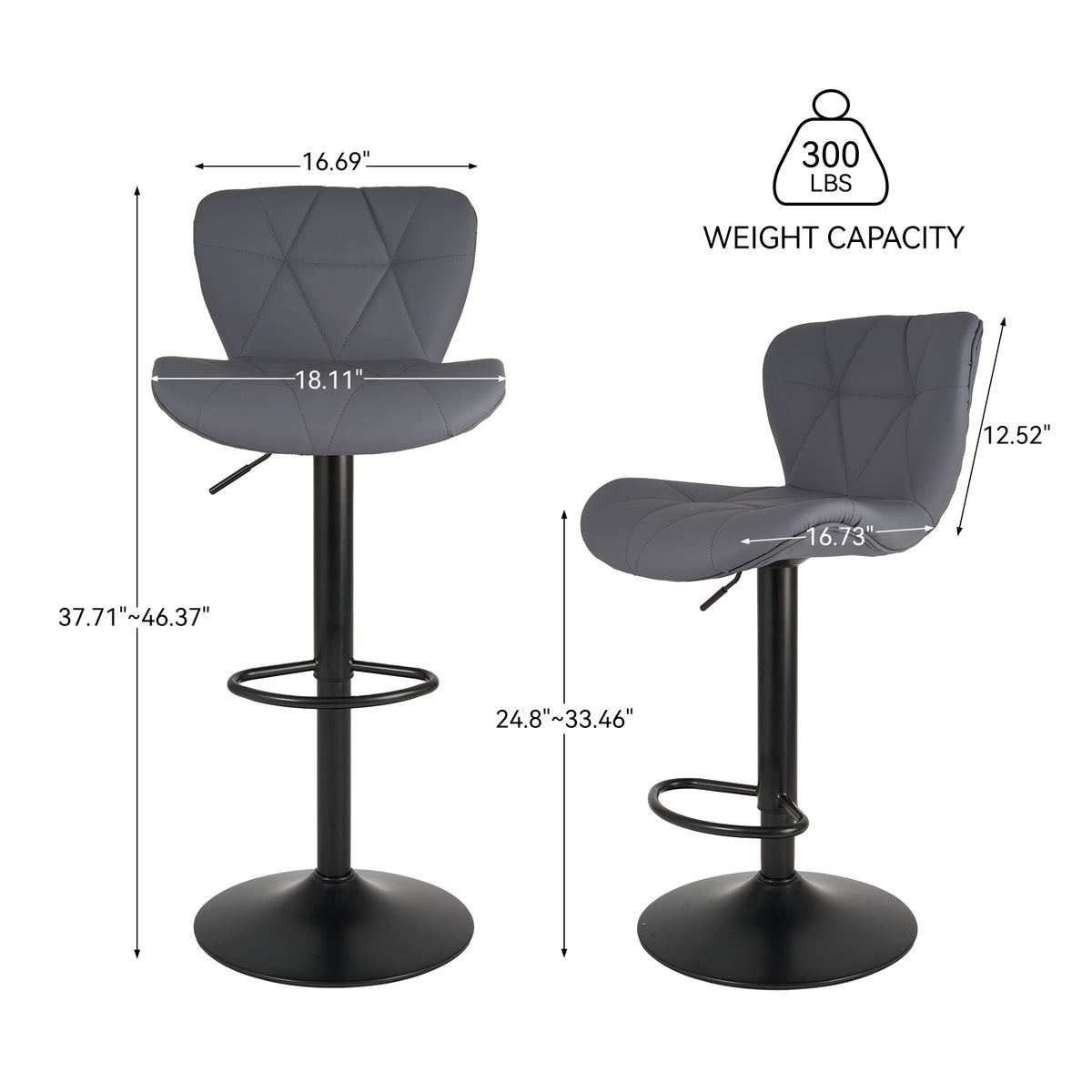 Modern Waterproof and Scratch-Resistant Bar Stool: Diamond-Shaped Leather Backrest & Exquisite Hand-Stitching FU01034-wz