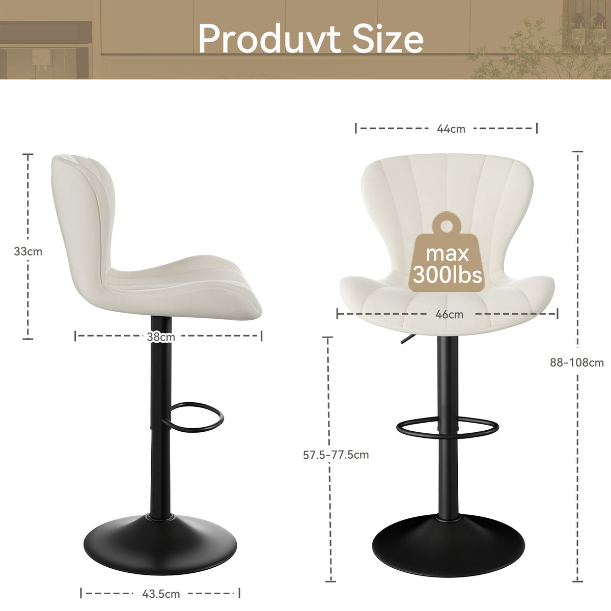 High-End Waterproof and Breathable Bar Stool: Wide Footrest & Comfortable Wide Seat FU01052-wz