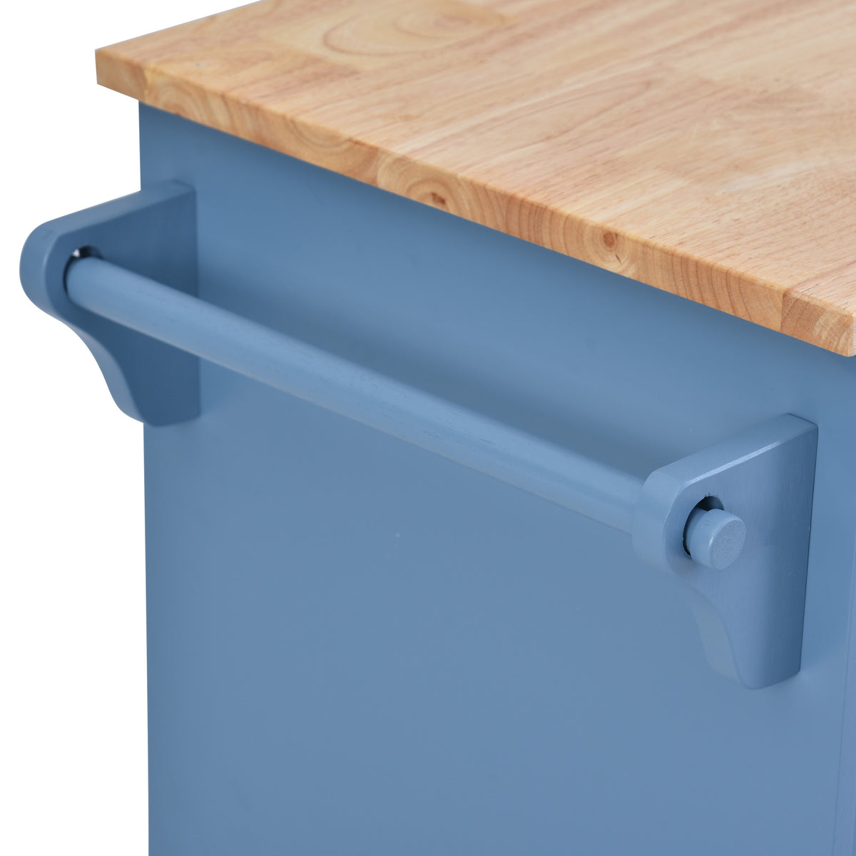 Kitchen cart with Rubber wood desktop rolling mobile kitchen island with storage and 5 draws 53 Inch length (Blue) WF297003AAG-djyc