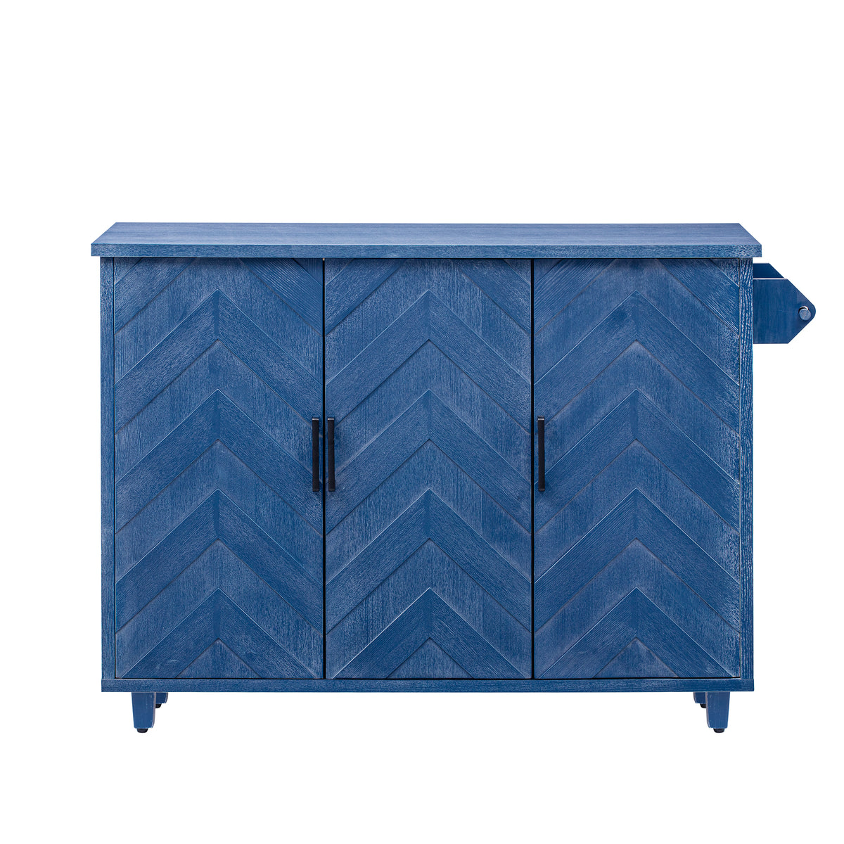 K&K 51.2"W 3D Wave Stripes Ash Veneer(Not Cheap Paper) Kitchen Island with Drop Leaf, Farmhouse Kitchen Island on Wheels with Internal Storage Rack, Rolling Kitchen Cart (Navy Blue) N707P207915E-djyc