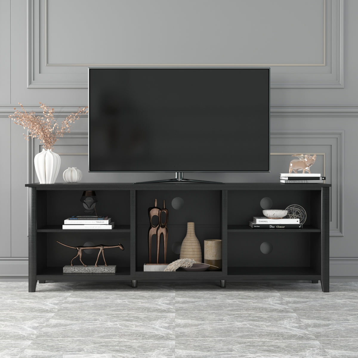 TV Stand Storage Media Console Entertainment Center,Tradition Black W88137231-djyc