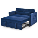 Loveseats Sofa Bed with Pull-out Bed,Adjsutable Back and Two Arm Pocket,Blue (54.5"x33"x31.5") W48766864-djyc
