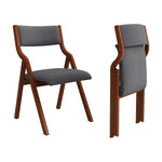 Upholstered folding Dining chair, space saving, easy to carry, Dining Room,No assembly required,2-Pack-Grey+Cherry W2336P163452-djyc