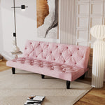 Sofa to Sofa Bed Transformation: 66' Pink Velvet Sofa Bed, Ideal for Family Living Rooms, Apartments & Bedrooms W127860393-djyc