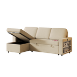 85.8" Pull Out Sleeper Sofa L-Shaped Couch Convertible Sofa Bed with Storage Chaise And Storage Racks,With USB Port And T-pyce Port W834S00266-djyc