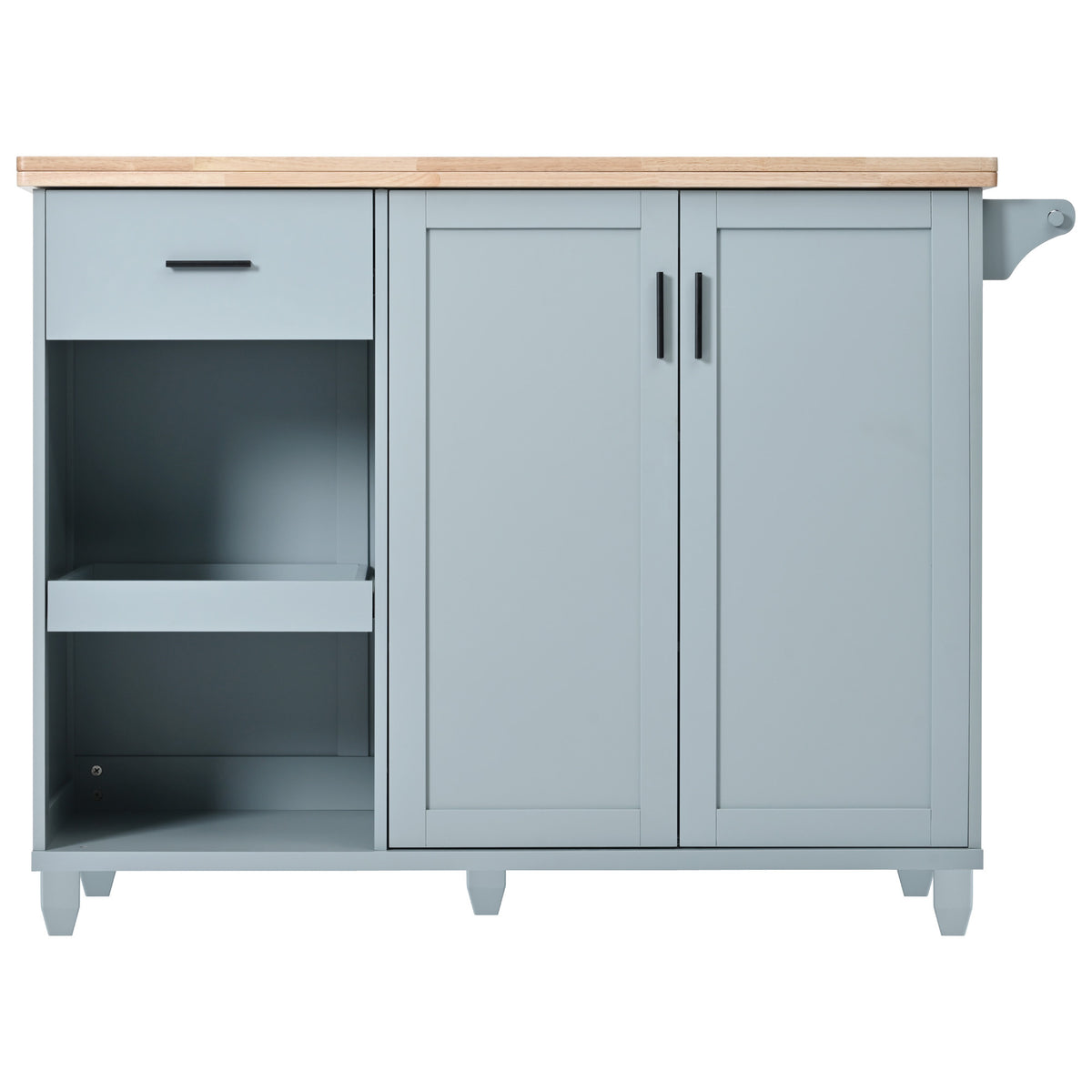 K&K Kitchen Island with Foldable Counter Top, Kitchen Storage Cart with Slide-Out Shelf, Towel Rack and Drawer, Rolling Kitchen Cart on Wheels, for Kitchen, Living Room, Dining Room, Grey Blue N707P173036G-djyc