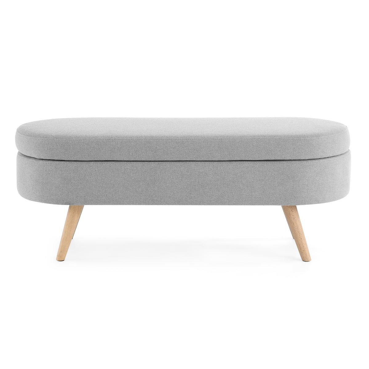 Ottoman Oval Storage Bench, Rubber Wood Legs, Grey(43.5"x16"x16") W48764884-djyc