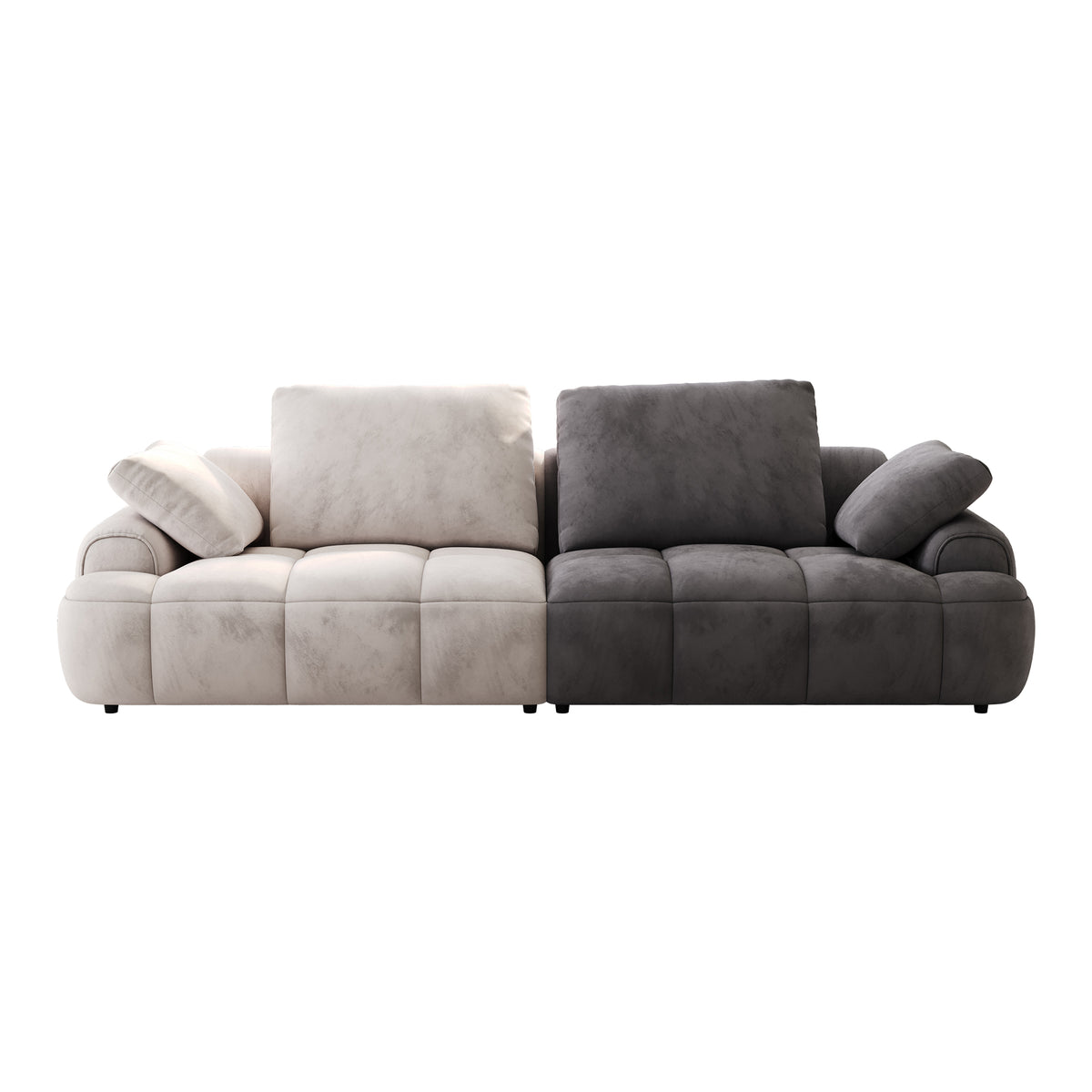 86.6″ Large size two Seat Sofa,Modern Upholstered,Beige paired with grey suede fabric W1767S00002-djyc