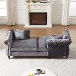 81-inch Chenille Face-to-face Chaise Lounge with Two Pillows,Nailhead trim,Button Tufted Design and Rolled Arms for Lounge, Living room and Office W834S00316-djyc