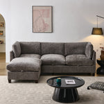 96.5'Sectional Couch for Living room, Upholstered Soft Chenille Fabric Sofa, 3-Seater with One Ottoman L Shape Sofa Gray-W1097S00280