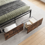 Full Size Bed Frame, Storage Headboard with Charging Station and 2 Storage Drawers,Vintage Brown and Gray W840137806-djyc