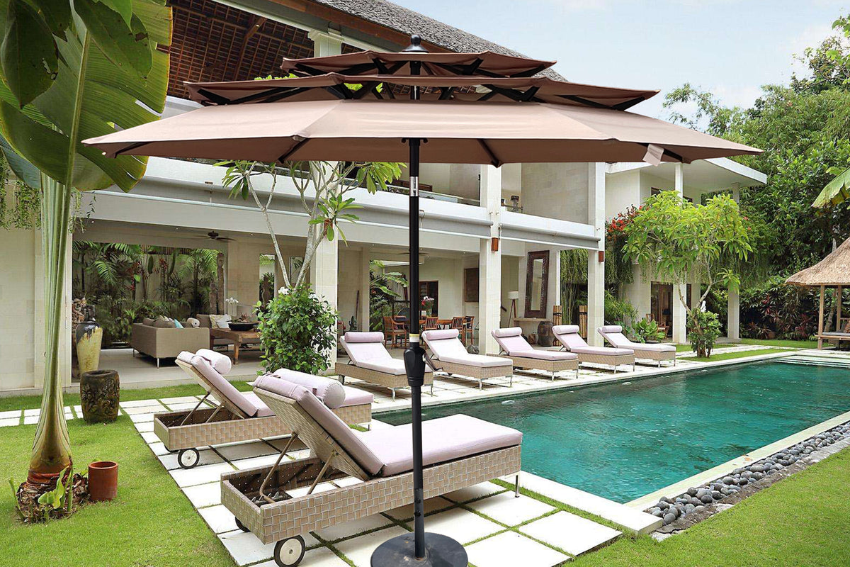 9Ft 3-Tiers Outdoor PatioUmbrella with Crank and tilt and Wind Vents for Garden DeckBackyard Pool Shade Outside Deck Swimming Pool W656127029-djyc