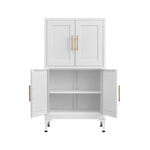 White Metal Kitchen Storage Cabinet, Kitchen Pantry Storage Cabinet with Doors and Shelves, Storage Cabinet with Adjustable Leveling Foot for Kitchen, Living Room and Dining Room W W328P194192-djyc