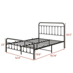 FULL Metal Platform Bed Frame with Headboard, Strong Slat Support, No Box Spring Needed,Easy Assembly BLACK W84034826-djyc