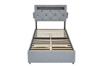 Twin Bed Frame with USB Charging Station & LED Lights, Twin Bed Frame with Headboard & 4 Storage Drawers W1960P175563-djyc