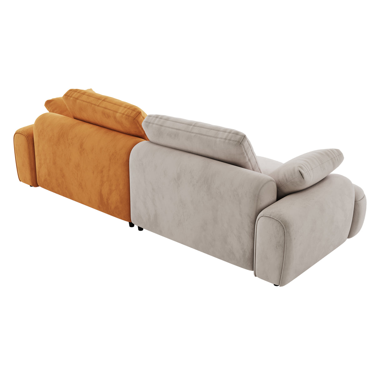 86.6″ Large size two Seat Sofa,Modern Upholstered,Gray paired with yellow suede fabric Increase in sitting height W1767S00004-djyc