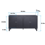 Accent Cabinet 4 Door Wooden Cabinet Sideboard Buffet Server Cabinet Storage Cabinet, for Living Room, Entryway, Hallway, Office, Kitchen and Dining Room, Matte Black W1435P153081-djyc