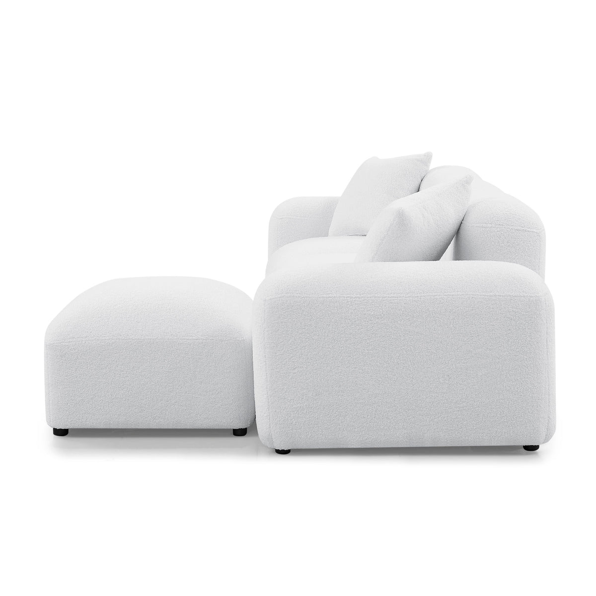 L-Shape Modular Sectional Sofa, DIY Combination,Teddy Fabric,White W487S00148-djyc