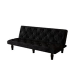 Sofa-to-Bed Evolution: 66" Black Velvet Sofa Bed Transforms Seamlessly, Ideal for Family Living Rooms, Apartments, and Bedrooms W127860390-djyc