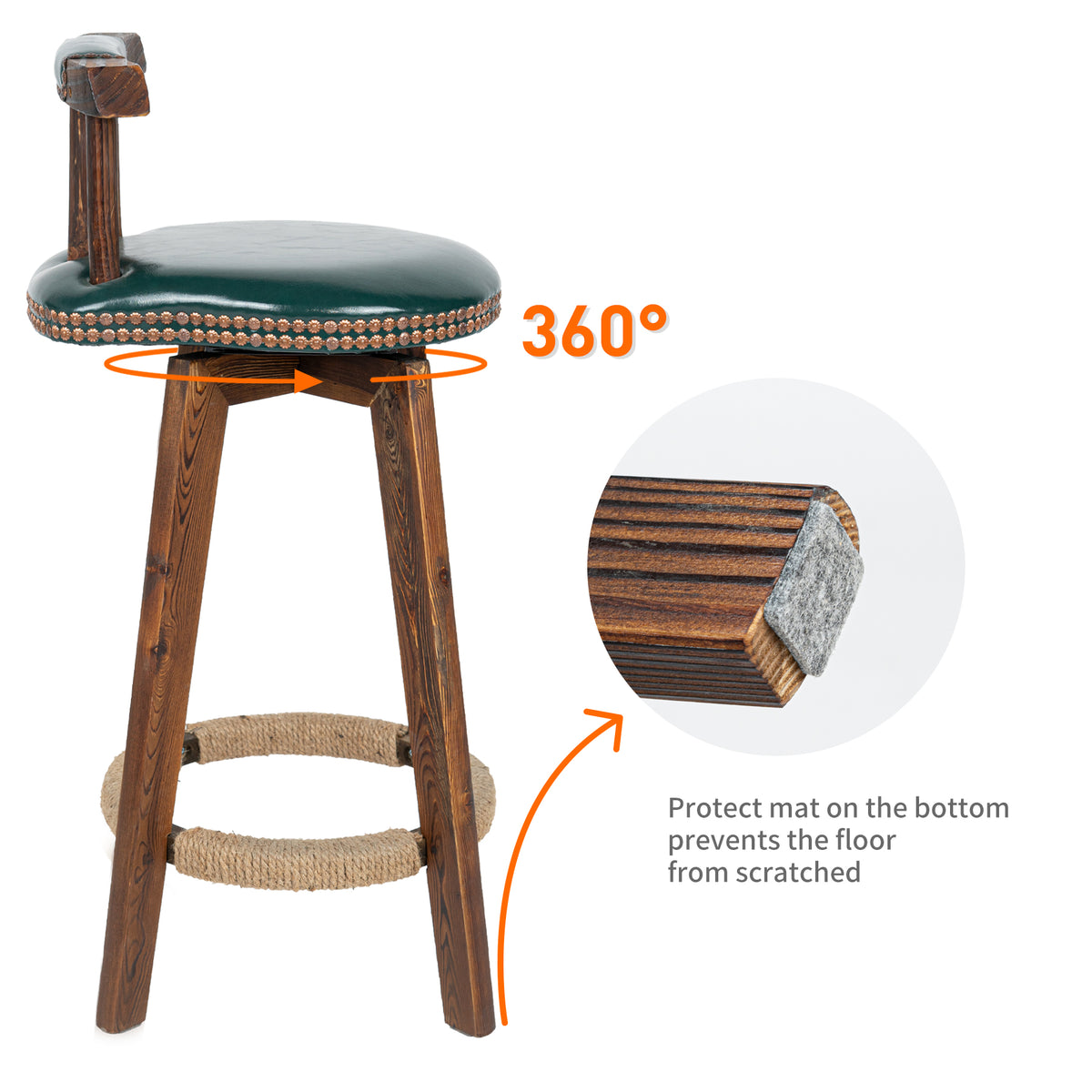 Unique Rotating Bar Stool: 360° Rotation & Soft PU Cushion FU01004-wz