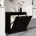 Two-Compartment Tilt-Out Laundry Sorter Cabinet-Black W1120139082-djyc