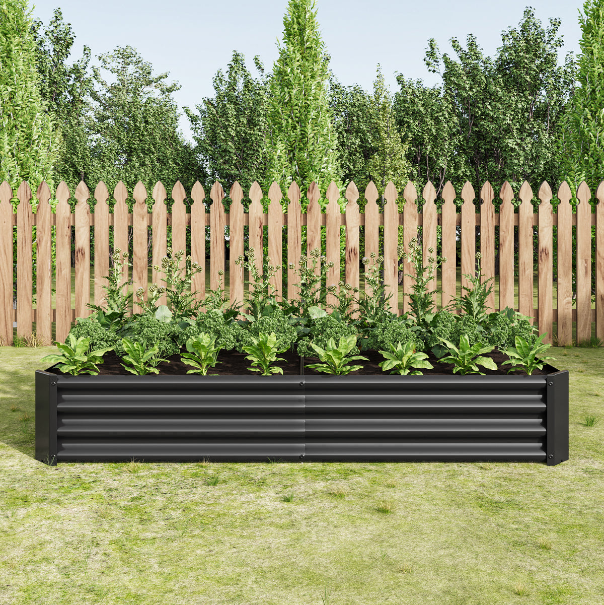 Raised Garden Bed Outdoor, 6×3×1ft , Metal RaisedRectangle Planter Beds for Plants, Vegetables, and Flowers - Black W84091002-djyc