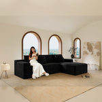 104.3*68.9'Modular sectional sofa seat,Upholstered compressed couch for living room,Bedroom,Apartment,No assembly required,2PC free combination,Plush corduroy fabric,BLACK-W3819P448418