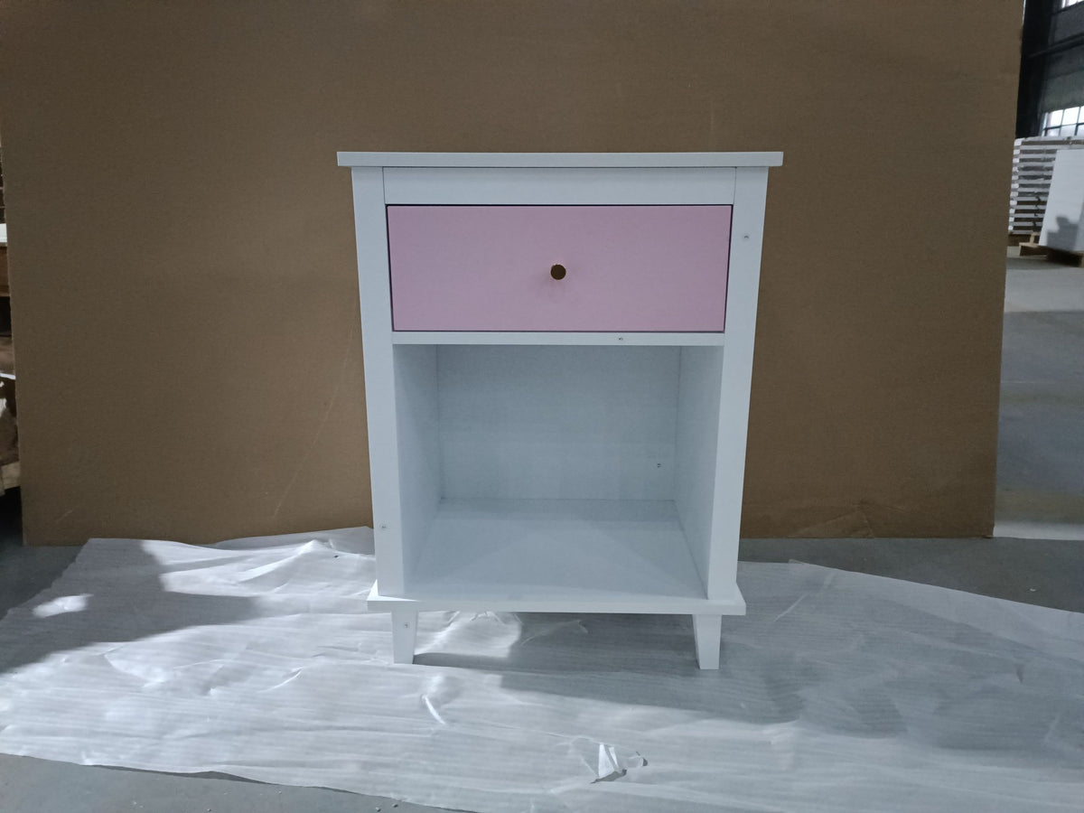 26.77''H Wooden Nightstand with One Drawer One Shelf for Kids, Adults, Pink W80859135-djyc