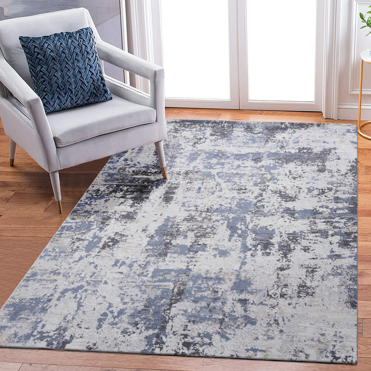 PAYAS Collection 5X7 Grey / Denim / Abstract Area Rug-B189P183552