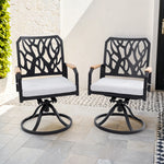 Outdoor Patio Aluminum Swivel Rocker 2PCS with Outdoor-grade Sunbrella Fabric Cushions,Branch-Like Backrest ,FSC-Certified Wood Armrests, Burbon W1886P272381-djyc