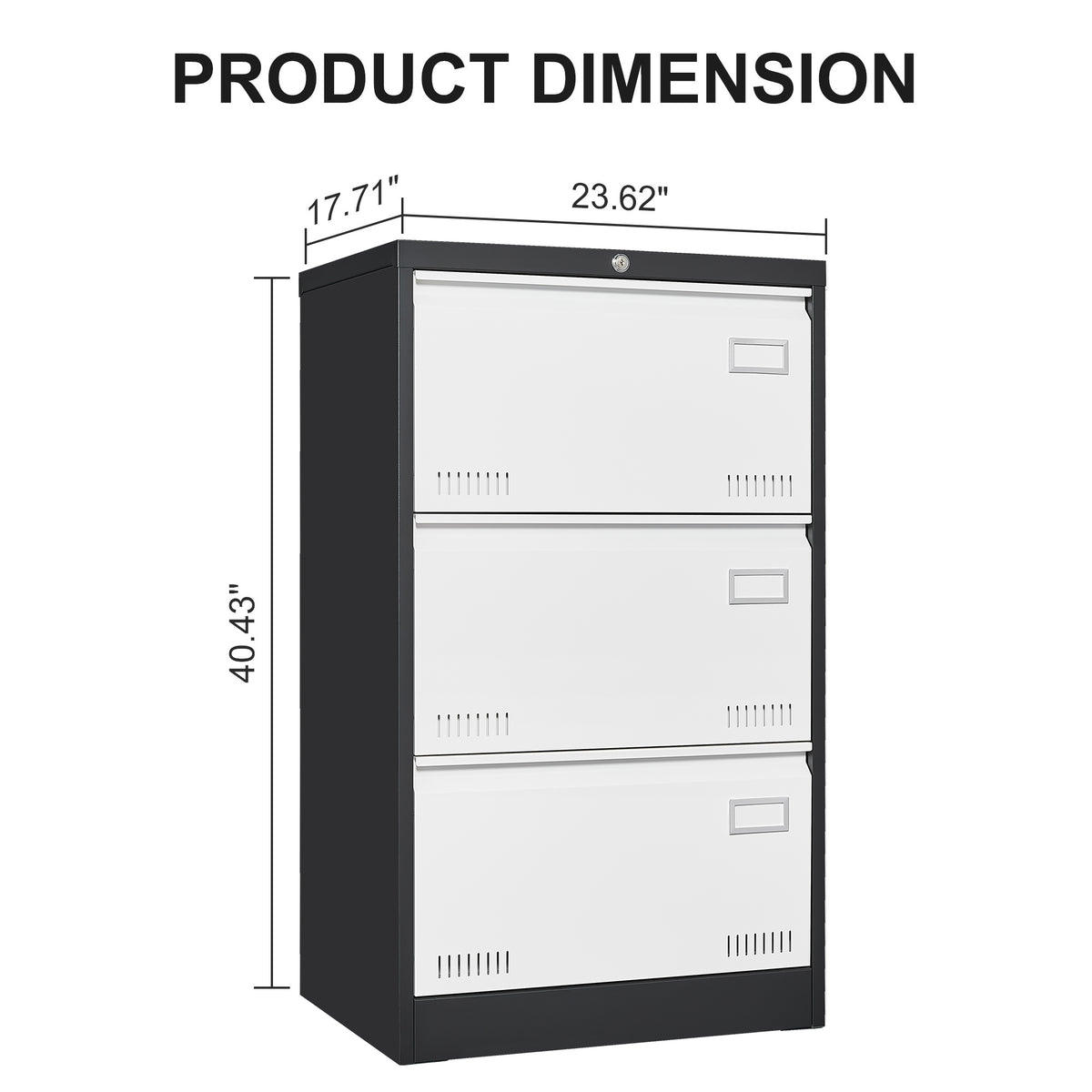 3 Drawer Metal Lateral File Cabinet with Lock,Office Vertical Files Cabinet for Home Office/Legal/Letter/A4,Locking Metal File Cabinet,Assembly Required W1247118746-djyc