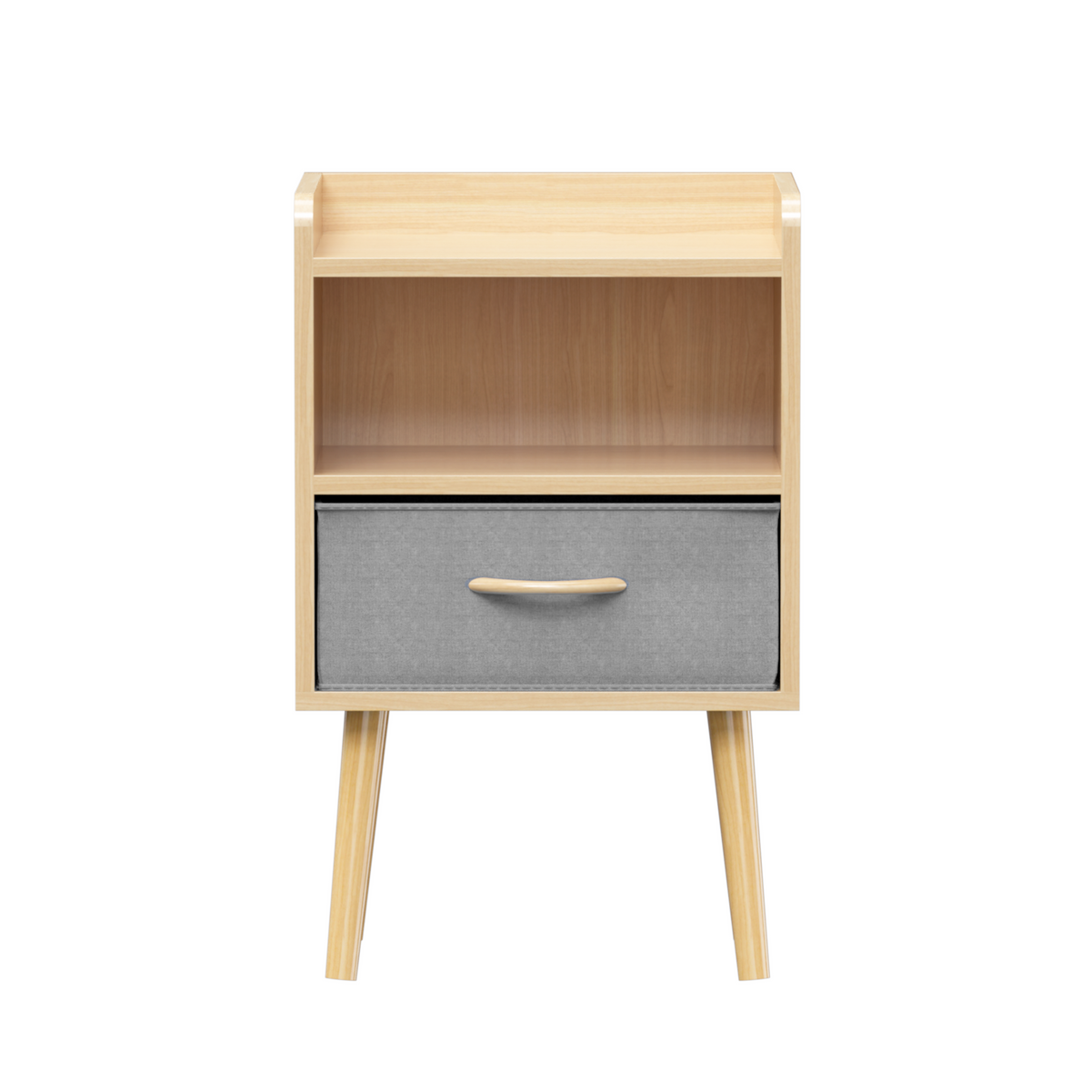 Nightstand With Collapsible Fabric Drawer, 2-Tier Storage End Table, Wood Side Table with Storage Cabinet or Kids, Adults - Oak W808P147110-djyc