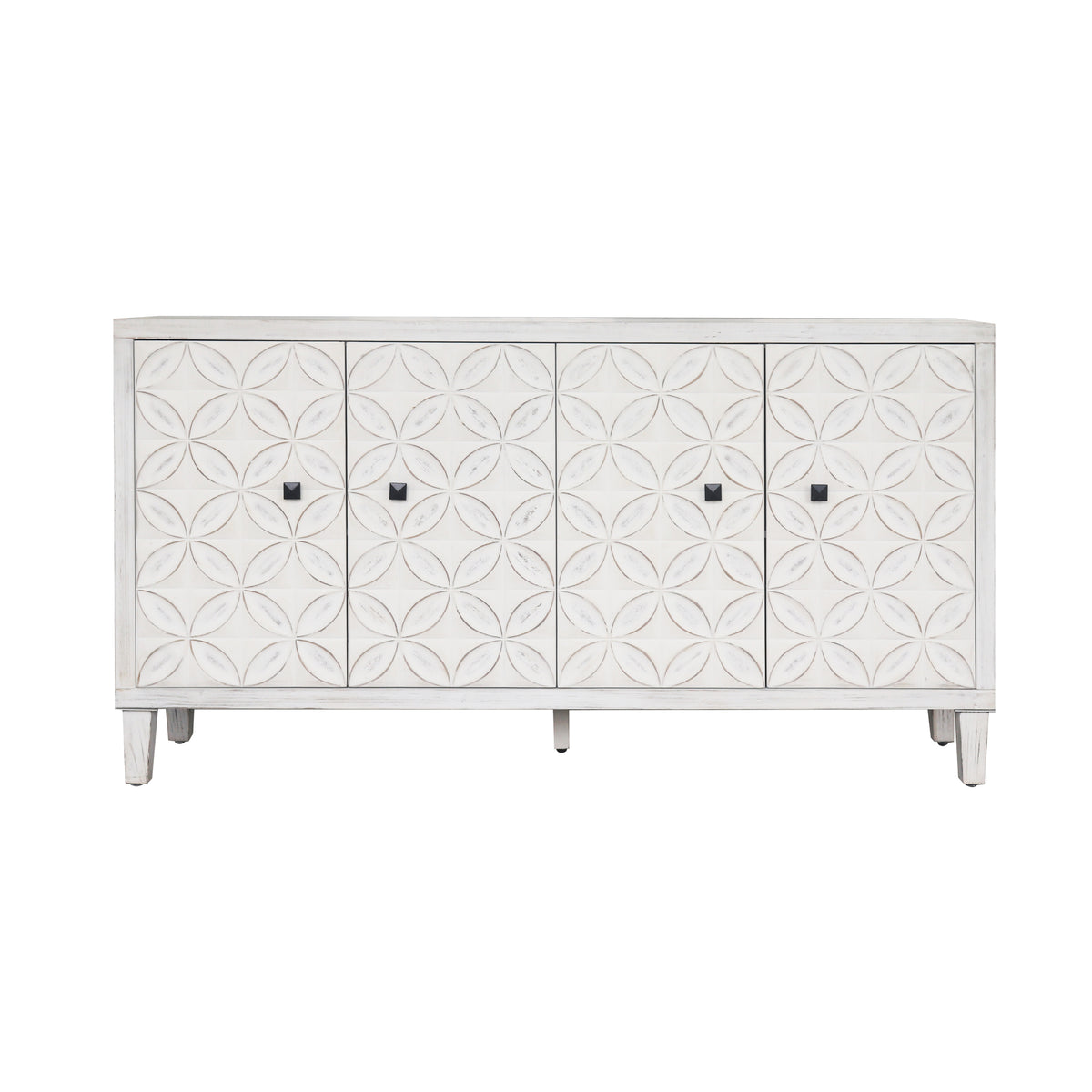 Accent Cabinet 4 Door Wooden Cabinet Sideboard Buffet Server Cabinet Storage Cabinet, for Living Room, Entryway, Hallway, Office, Kitchen and Dining Room, White Wash W1435P153086-djyc