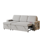 85.8" Pull Out Sleeper Sofa L-Shaped Couch Convertible Sofa Bed with Storage Chaise And Storage Racks,With USB Port And T-pyce Port W834S00267-djyc