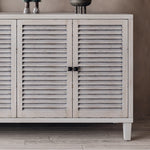 Accent Cabinet 4 Shutter Door Wooden Cabinet Sideboard Buffet Server Cabinet Storage Cabinet, for Living Room, Entryway, Hallway, Office, Kitchen and Dining Room, Distressed White W1435P153088-djyc