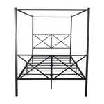 Metal Canopy Bed Frame, Platform Bed Frame Queen with X Shaped Frame Queen Black W84034643-djyc