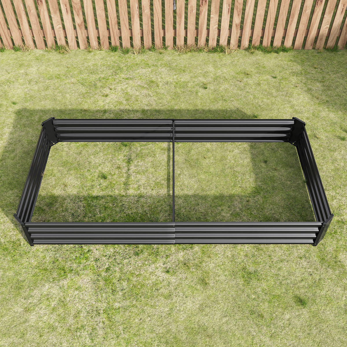 Raised Garden Bed Kit - Metal Raised Bed Garden 7.6x3.7x0.98ft for Flower Planters, Vegetables Herb Black W84090996-djyc