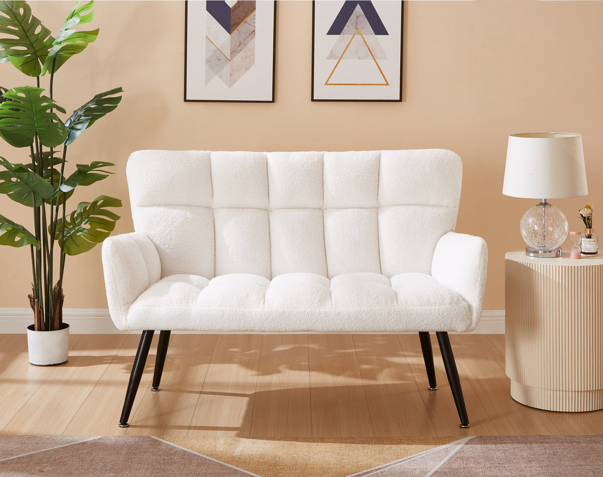 52'' Small Loveseat Sofa, Couch 2-Seater with Quilting Backs for Living Room, Bedroom and Small Space(COLOR:WHITE) W1669P175410-djyc