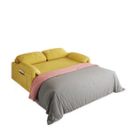 Dual-Purpose Velvet Sofa Bed: Elegant Yellow Sofa Transforms into a Retractable Bed for Your Living Room W1278P152680-djyc