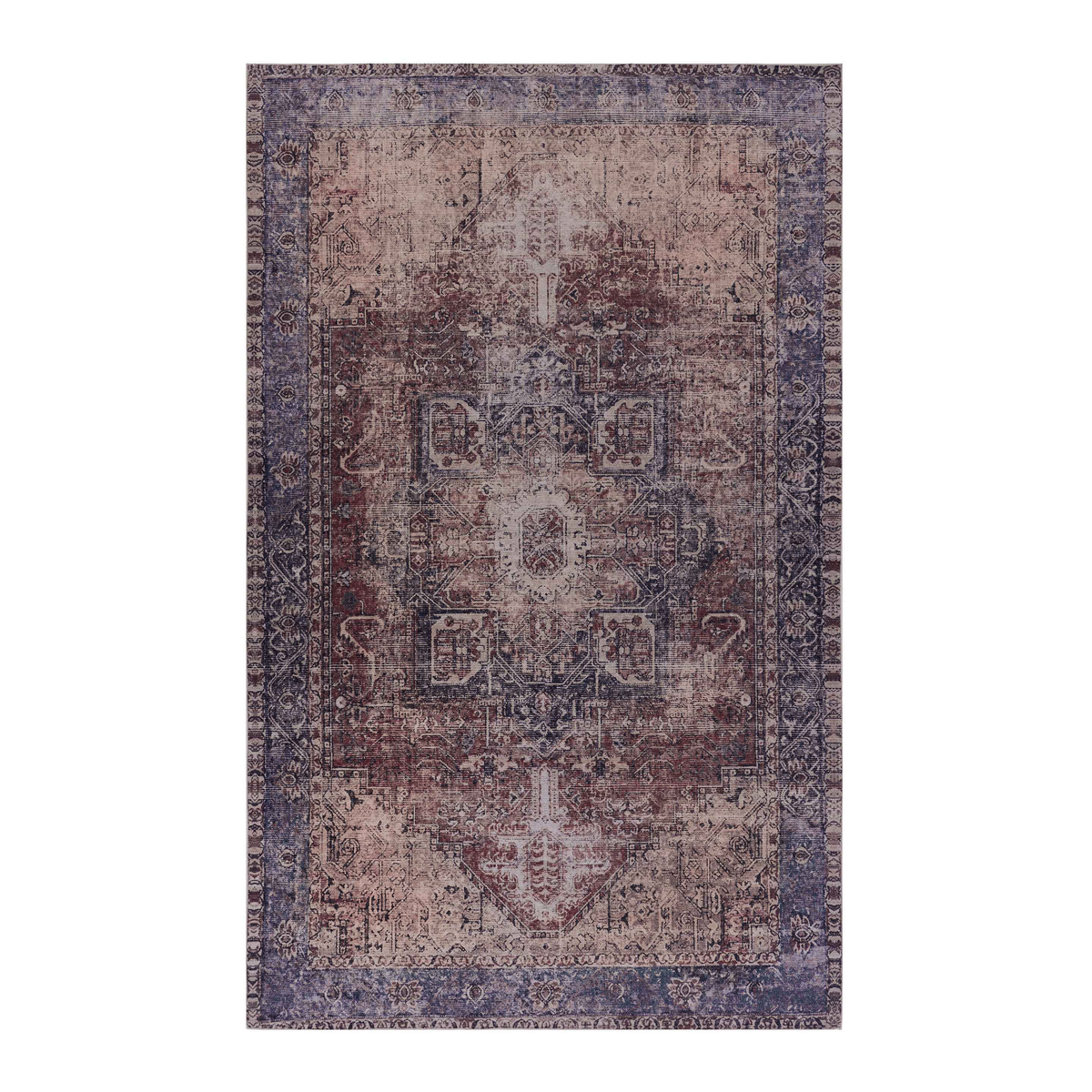 MAVAL Burgundy Washable Rug 2' x 3' Doormat Rug (Burgundy, 2' x 3')-B189P189024