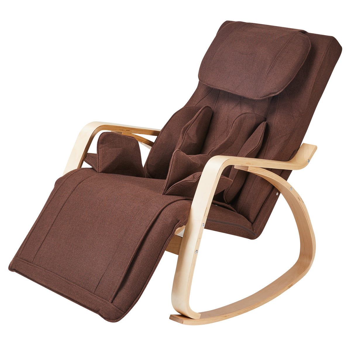 Full massage function-Air pressure-Comfortable Relax Rocking Chair, Lounge Chair Relax Chair with Cotton Fabric CushionBrown W60727212-djyc