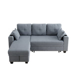 85 "multi-functional dark grey sofa. L-shaped sofa Cotton and linen sofa bed can be combined into one W1278S00008-djyc