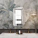 16x24 Inch Recessed White Metal Framed Medicine Cabinet with Mirror and Adjustable Shelves Black Wall Mirror with Storage for Bathroom W1435142930-djyc