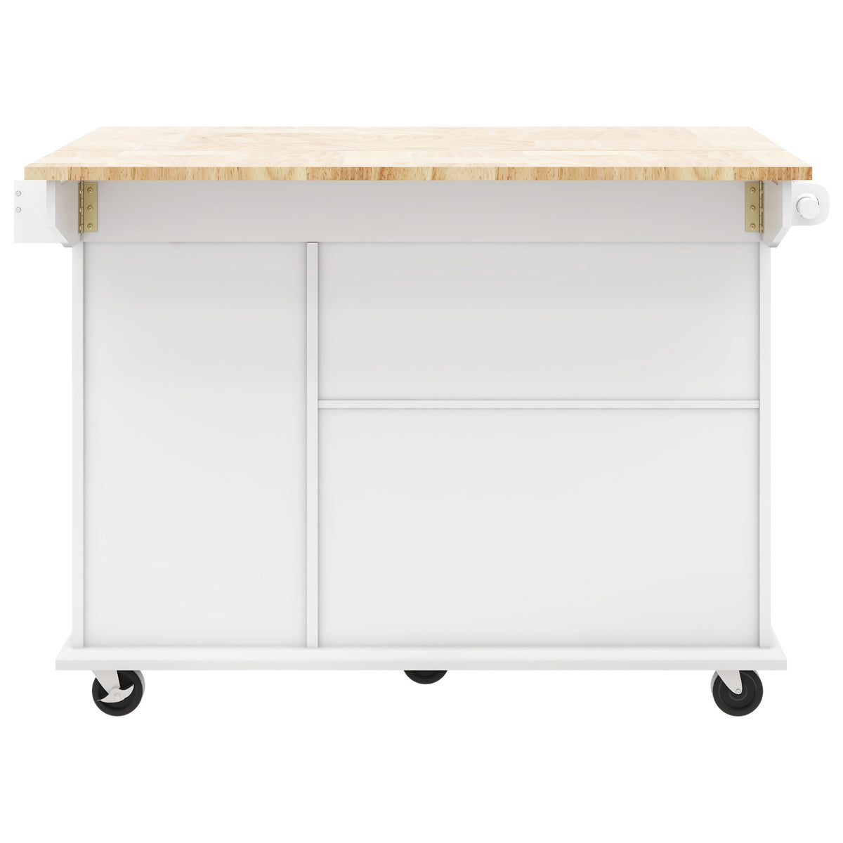 Kitchen Island with Drop Leaf, 53.9" Width Rolling Kitchen Cart on Wheels with Internal Storage Rack and 3 Tier Pull Out Cabinet Organizer, Kitchen Storage Cart with Spice Rack, Towel Rack (White) WF312383AAW-djyc