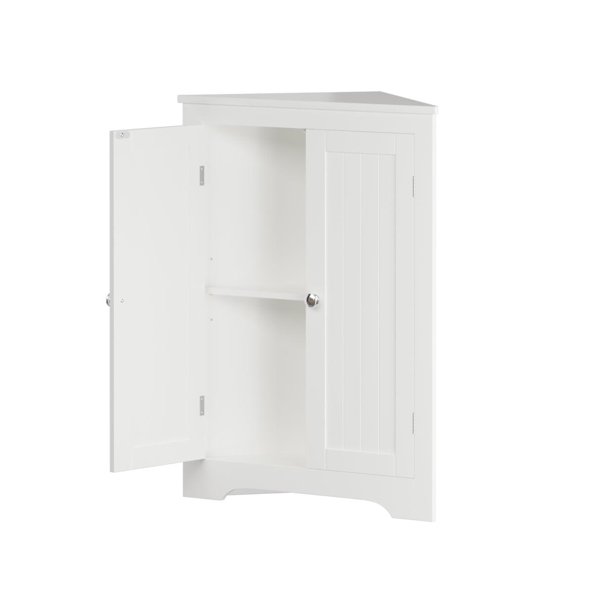 Floor Corner Cabinet with 2 Doors and Adjustable Shelves, Freestanding Narrow Cabinet Organizer, Corner Storage Cabinets for Bathroom, Kitchen, Living Room, or Bedroom, White W808P175911-djyc