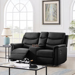 Black PU 2-Seater Recliner Sofa, Easy Assembly, Comfortable Reclining Chair W223P149016-djyc