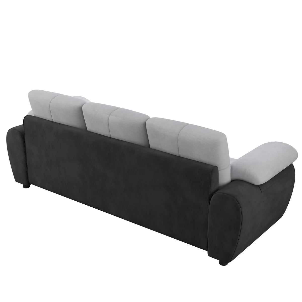 81.9″ Large size Three Seat Sofa,Modern Upholstered,Black leather paired with light gray velvet W1767132489-djyc